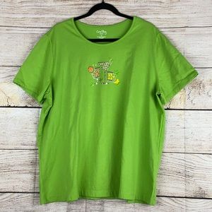 Coral Bay Embellished Cocktail Drink Cotton Blend Tee 1X